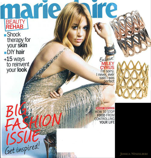 Jessica Winzelberg Jewelry on Marie Claire Magazine Cover March 2011