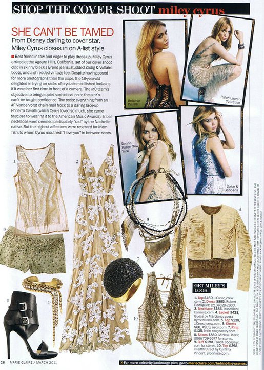 Jessica Winzelberg Jewelry on Marie Claire Magazine Cover March 2011